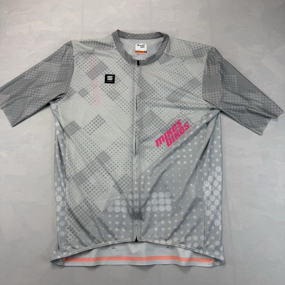 Sportful Mikes Road Bike Cycling Jersey Mens XXL Gray Short Sleeve Full Zipper